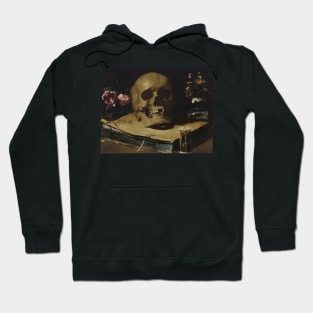 Guercino Still Life Skull Book Hourglass Flowers Hoodie